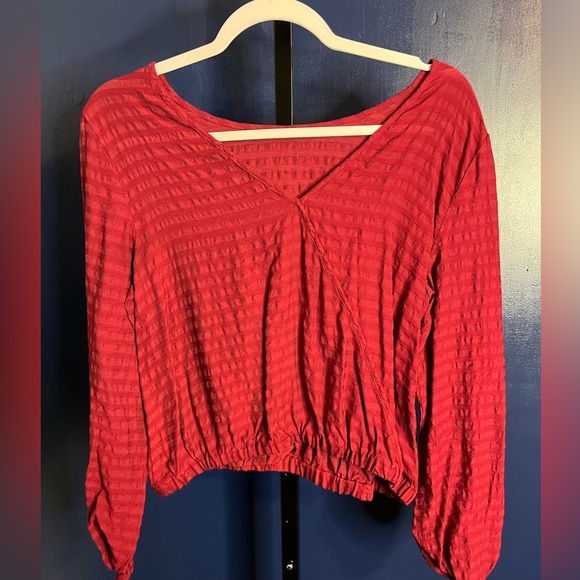 LOFT Red Long Sleeve Blouse Size XS - Picture 3 of 3